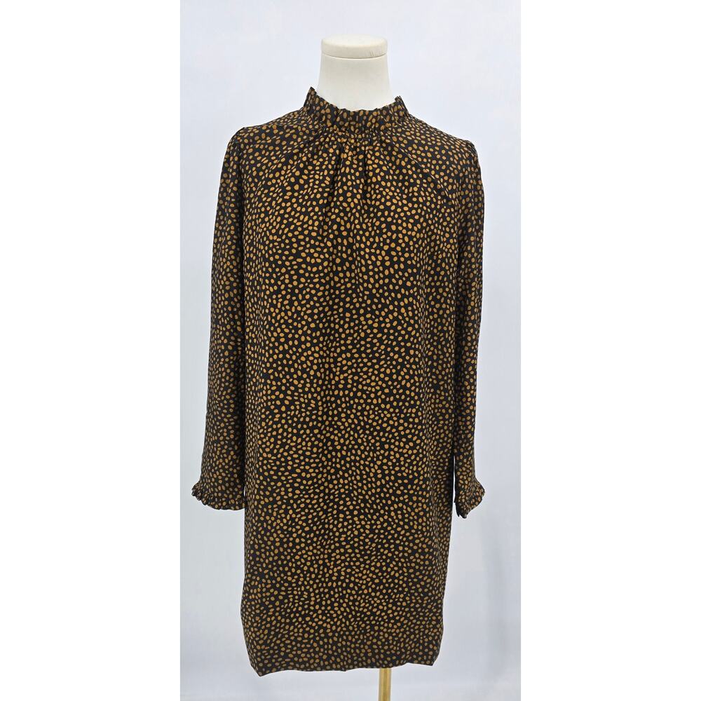 J Crew Cinnamon Dot‎ Ruffleneck Shift Dress